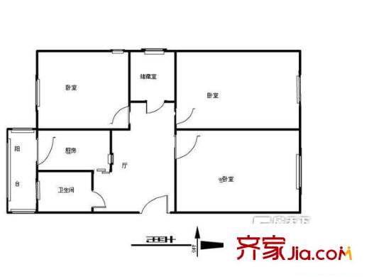 民宜里戶型圖戶型圖 3室1廳1衛(wèi)1廚