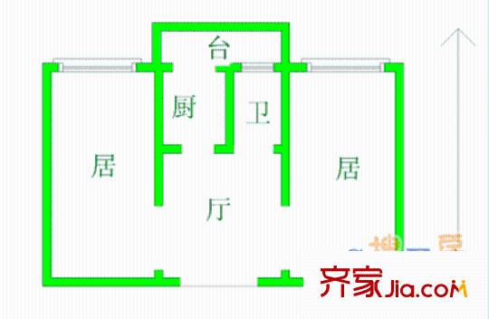 琴江公寓戶型圖戶型圖 2室1廳1衛(wèi)1廚
