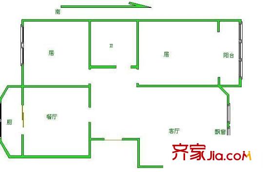 德恩里戶型圖戶型圖 3室2廳2衛(wèi)1廚