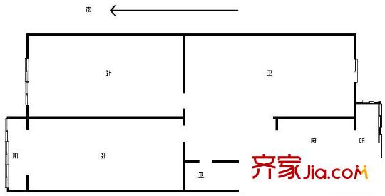 德恩里戶型圖戶型圖 2室1廳1衛(wèi)1廚