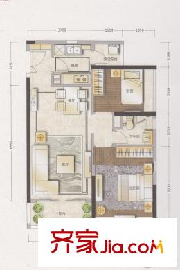 九洲海誉居A3栋01单位 2室2厅2卫1厨