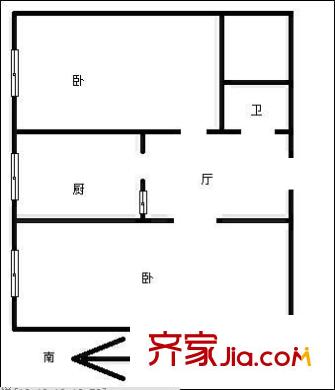丁字沽十三段戶型圖戶型圖 2室1廳1衛(wèi)1廚
