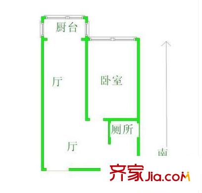 丁字沽十三段戶型圖 戶型圖 1室1廳1衛(wèi)1廚