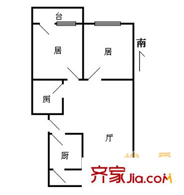 丁字沽十三段戶型圖戶型圖 2室1廳1衛(wèi)1廚