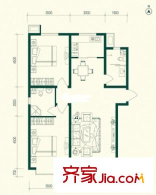 恩德西里戶型圖戶型圖 2室1廳1衛(wèi)1廚