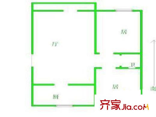 富力津門湖棕櫚花園戶型圖戶型圖 2室1廳1衛(wèi)1廚