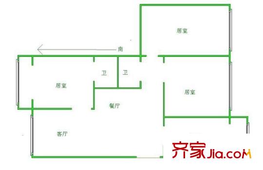 圣德園戶型圖戶型圖 2廳2衛(wèi)1廚