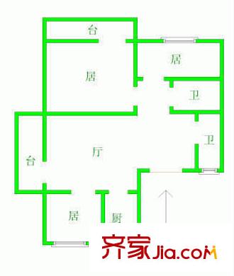 匯園里戶型圖戶型圖 3室2廳1衛(wèi)1廚