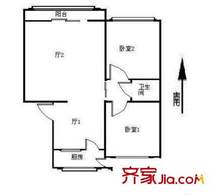 中宇里戶型圖戶型圖 2室1廳1衛(wèi)1廚