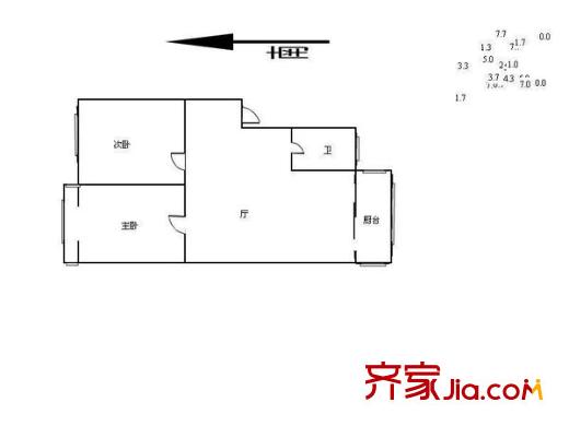 中宇里戶型圖戶型圖 2室1廳1衛(wèi)1廚