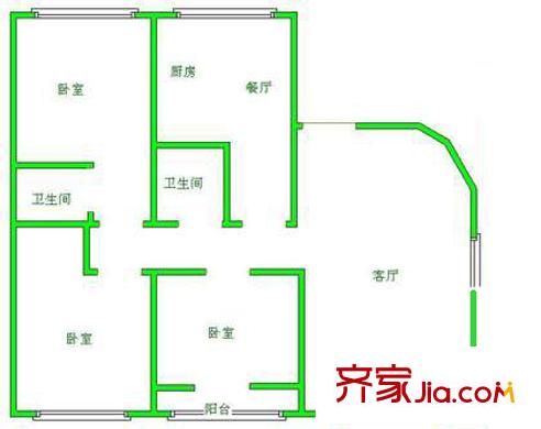 美華大廈戶型圖戶型圖 3室2廳2衛(wèi)1廚
