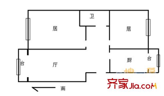 廣豐園戶型圖戶型圖 2室1廳1衛(wèi)1廚