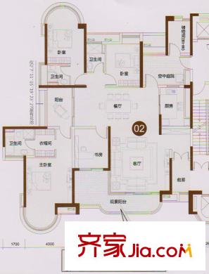 广园东东方名都天宇墅17/18栋02单元 4室2厅3卫1厨