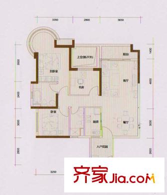 广园东东方名都二期13座03/04单元 3室2厅1卫1厨