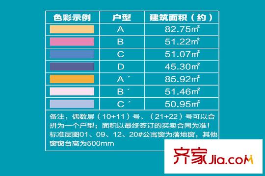 萝岗奥园广场H4栋标准层户型图示