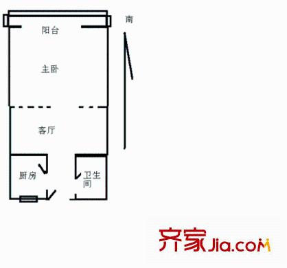 愛國里戶型圖戶型圖 1室1廳1衛(wèi)1廚