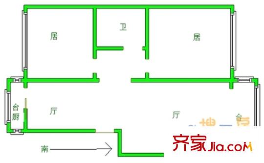 瑞麗園戶型圖戶型圖 2室1廳1衛(wèi)1廚