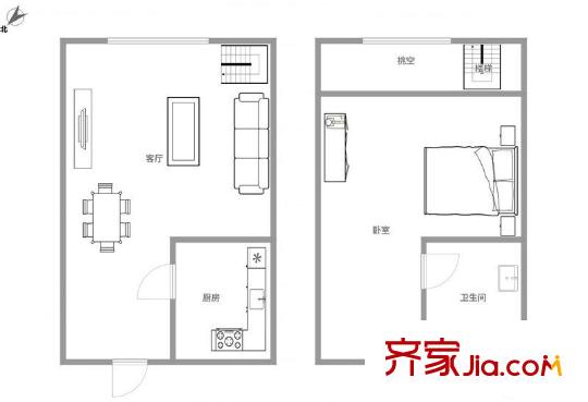 花樣年喜年廣場 1室 戶型圖