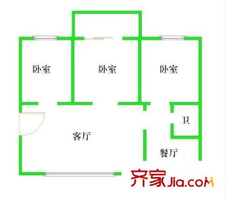 咸陽北里戶型圖戶型圖 3室1廳1衛(wèi)1廚