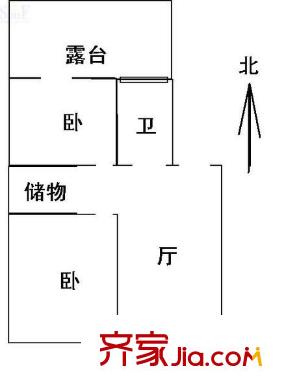 科園公寓戶型圖戶型圖 2室1廳1衛(wèi)1廚