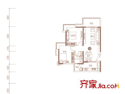 广州亚运城5座04单元89平2房2厅1卫 2室2厅1卫1厨
