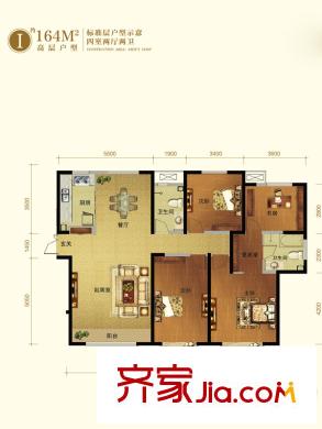 路勁太陽(yáng)城清霖園戶型圖高層19號(hào)樓標(biāo)準(zhǔn)層I戶型 4室2廳2衛(wèi)1廚