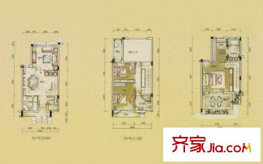 锦绣御景国际名爵府第c3-1,02户型 3室2厅3卫1厨