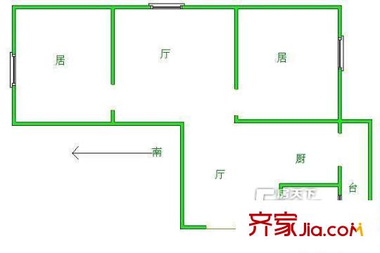 義江里戶型圖戶型圖 2室1廳1衛(wèi)1廚