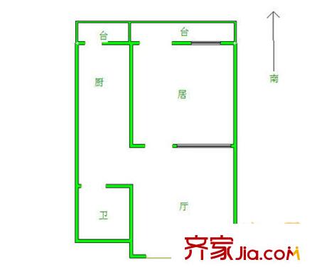 富力津門湖克拉公館戶型圖 戶型圖 1室1廳1衛(wèi)1廚