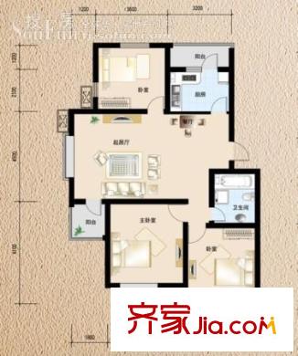 第六田園優(yōu)仕家園戶型圖戶型圖 3室2廳1衛(wèi)1廚
