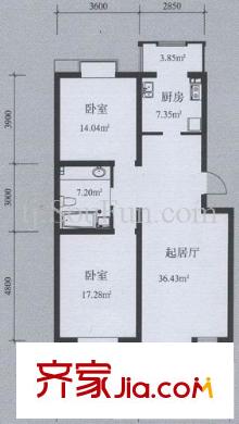 第六大道第博雅園戶型圖戶型圖 2室1廳1衛(wèi)