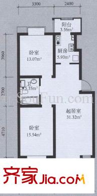 第六大道第博雅園戶型圖戶型圖 2室1廳1衛(wèi)