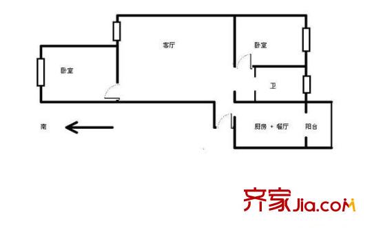 萬維花園戶型圖戶型圖 2室1廳1衛(wèi)1廚