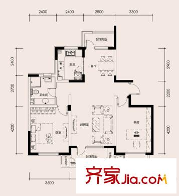 津濱藏錦戶型圖1、3#樓標準層2-N戶型 2室2廳1衛(wèi)