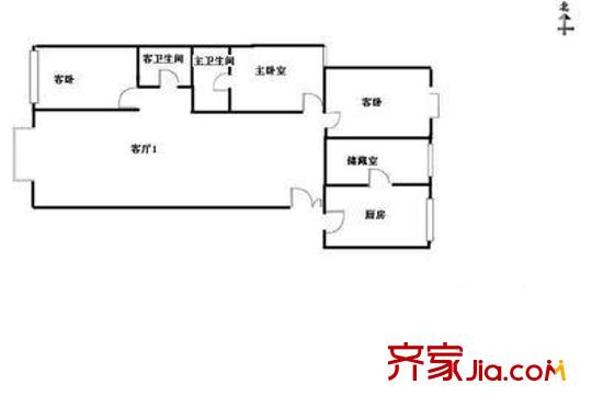 廣云花園戶型圖戶型圖 3室1廳2衛(wèi)1廚