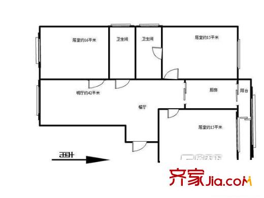 金潭花園戶型圖戶型圖 3室2廳2衛(wèi)1廚