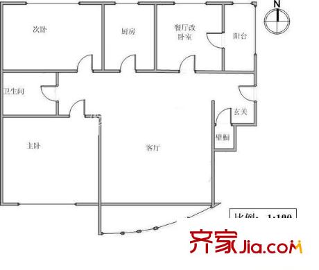 新安花園戶型圖戶型圖 3室1廳1衛(wèi)1廚