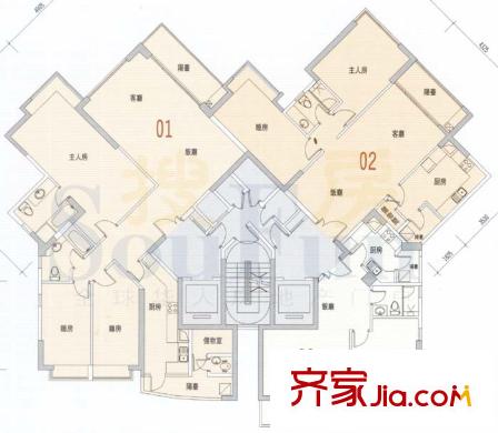 凯旋新世界T28栋4-8层平面