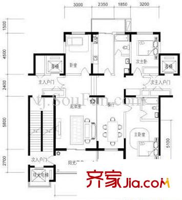 白樓仕嘉戶型圖戶型圖 3室2廳2衛(wèi)
