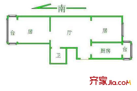 正源公寓戶型圖戶型圖 2室1廳1衛(wèi)1廚
