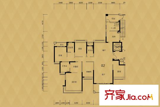 敏捷・金月湾19座02户型 6室2厅3卫1厨