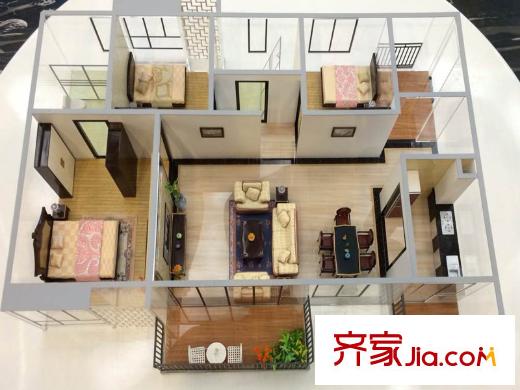 越秀・岭南雅筑4,5栋户型图 3室2厅2卫1厨