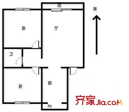隨園公寓戶型圖戶型圖 2室1廳1衛(wèi)1廚