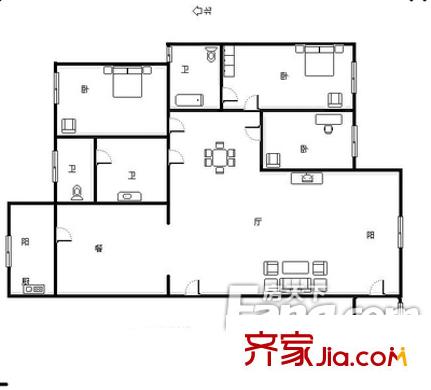 海天馨苑家福園戶型圖戶型圖 3室