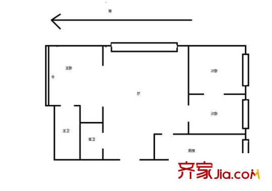 羅馬花園戶型圖戶型圖 3室1廳2衛(wèi)1廚