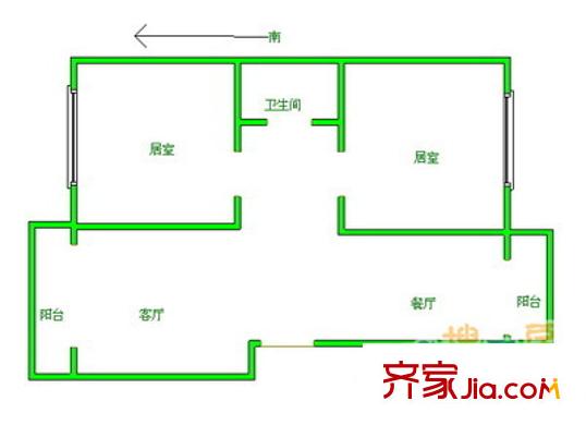 祺林園戶型圖戶型圖 2室2廳1衛(wèi)1廚