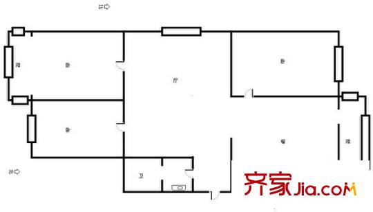 龍都南園戶型圖戶型圖 3室2廳1衛(wèi)1廚