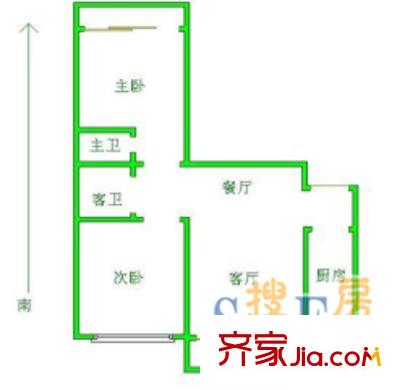 第六田園戶型圖戶型圖 2室1廳1衛(wèi)1廚
