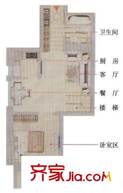 君臨天下戶型圖復(fù)式結(jié)構(gòu)F戶型三室兩廳下層 3室2廳2衛(wèi)1廚