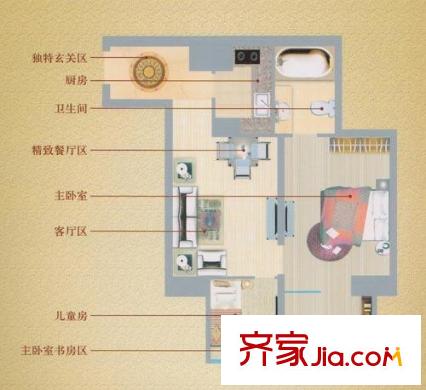 君臨天下戶型圖高層標準層K戶型 2室1廳1衛(wèi)1廚